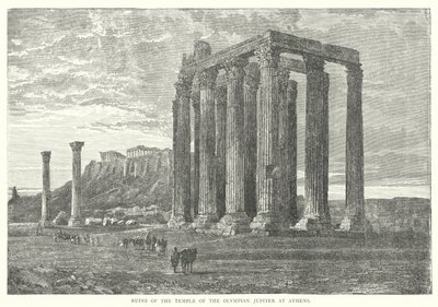 Ruinene av tempelet til den olympiske Jupiter i Athen (gravering) av European School