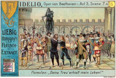 Scene fra Beethovens opera Fidelio (chromolitho) av European School