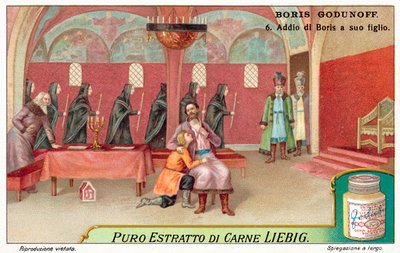 Scene fra Modest Mussorgskys opera Boris Godunov (chromolitho) av European School