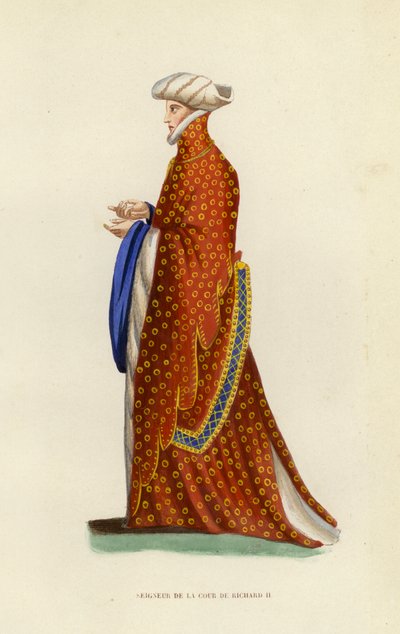 Lord Of The Court of Richard II (farget gravering) av European School