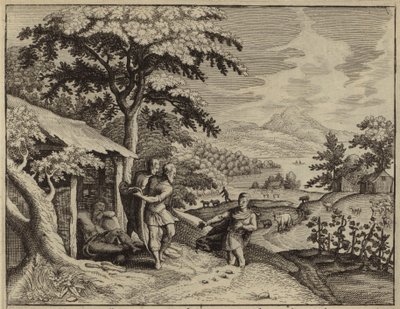 Sem og Jafet dekker sin fars, Noahs nakenhet (gravering) av European School