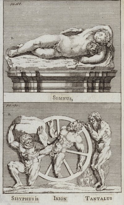 Søvn, Sisyfos, Ixion, Tantalus (gravering) av European School