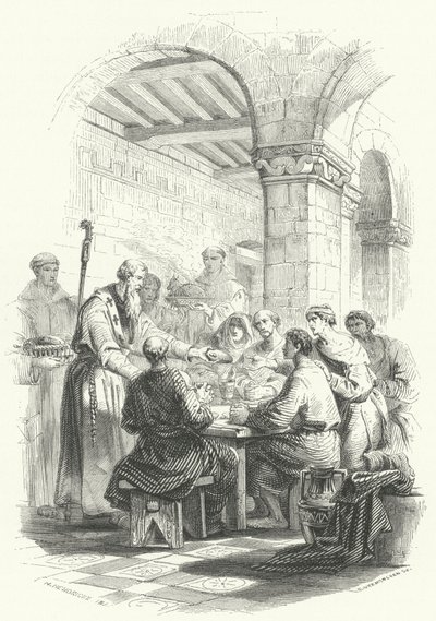 St Eligius serverer mat til de fattige (gravering) av European School