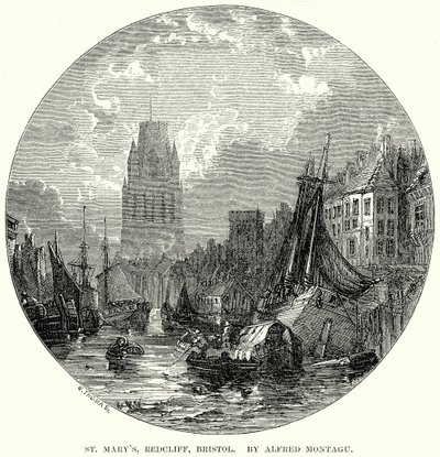 St. Mary#39;s, Redcliff, Bristol. Av Alfred Montagu (gravering) av European School