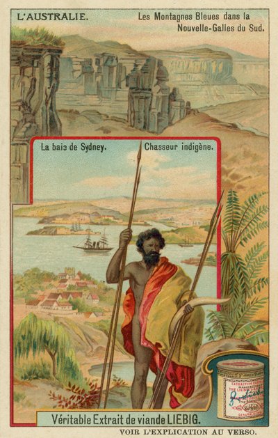 The Blue Mountains i New South Wales, Sydney-bukten og en aboriginjeger av European School