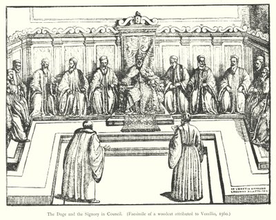 Doge and the Signory in Council (gravering) av European School