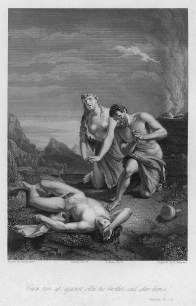 Den første døden, Genesis IV, 8 (gravering) av European School