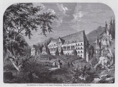 Kaiserhaus, keiserpalasset i Goslar, Tyskland (gravering) av European School