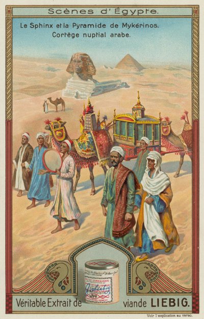 Sfinxen og pyramiden i Menkaure med en arabisk bryllupsprosesjon av European School
