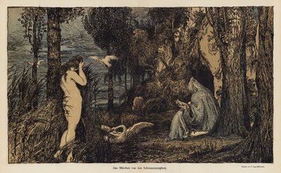 The Tale of the Swan Virgin (farge litho) av European School