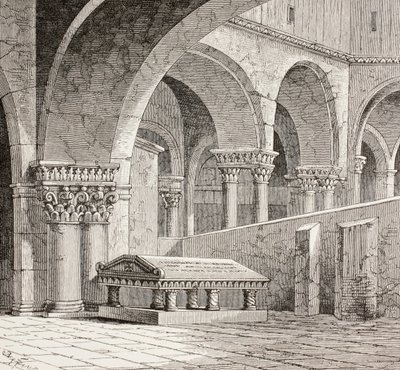 Graven til Godfrey de Bouillon i Den hellige gravs kirke, Jerusalem, ca. 1880 av European School