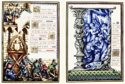To blader fra en salmebok på latin, ca. 1890 av European School