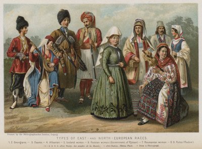 Typer av øst- og nordeuropeiske raser (chromolitho) av European School