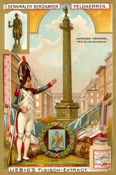 Vendome-søylen, monument til Napoleon, Paris (chromolitho) av European School