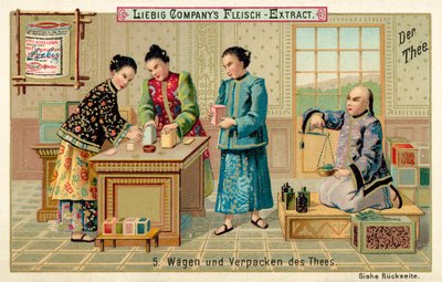 Veiing og pakking av te (chromolitho) av European School