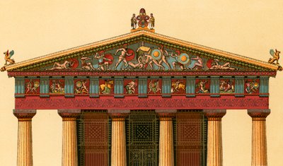 Vestlig fasade av Athena-tempelet i Egina av European School
