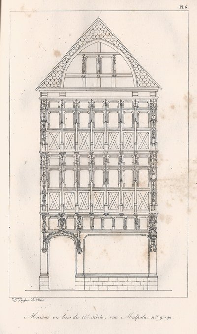 1400-talls trehus rue Malpalu n ° 90-92 av Eustache Hyacinthe Langlois