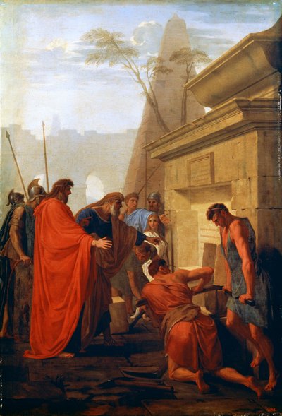 Dareios den store åpner Nitocris grav, 1600-tallet av Eustache Le Sueur