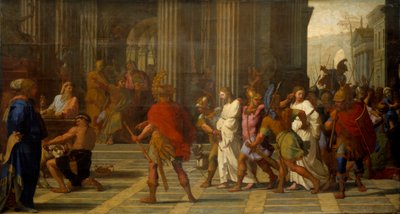 Saint Gervais og Saint Protais brakt for Astasius, nekter å ofre til Jupiter av Eustache Le Sueur