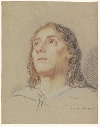 Leder for en prangende ungdom med langt hår av Eustache Lesueur