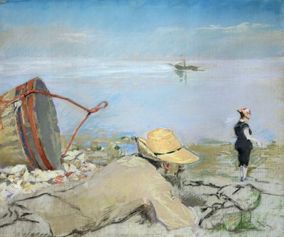 Henri Guerard slapper av på stranden (pastell på lerret) av Eva Gonzalès