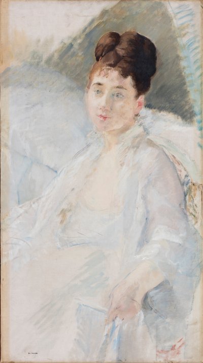 Rekonvalesenten. Portrett av en kvinne i hvitt, 1877-1878. av Eva Gonzalès