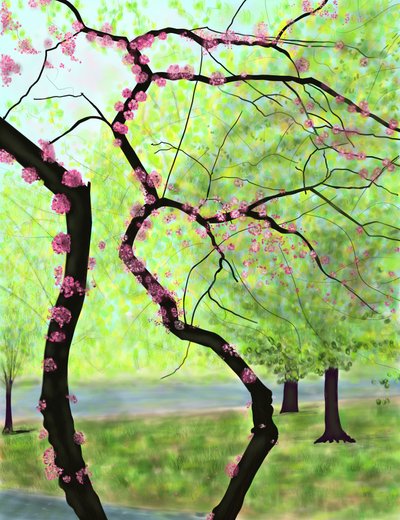 Blomstrende tre, Brooklyn (digital kunst) av Evan Sklar