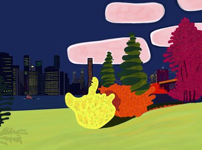 Brooklyn Bridge Park og utsikt over Lower Manhattan (digital kunst) av Evan Sklar