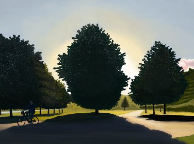 Syklist, Dawn, Hyde Park (digital kunst) av Evan Sklar