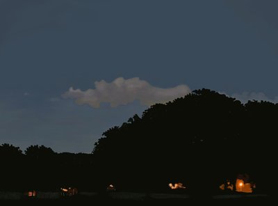 Felt og himmel i skumringen, Prospekt park, Brooklyn (digital kunst) av Evan Sklar