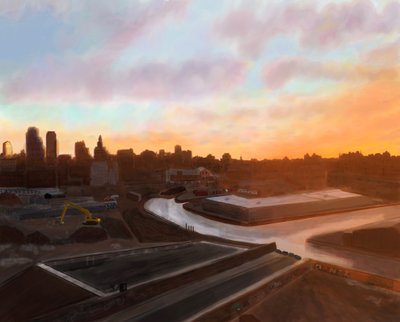 Gowanus-kanalen, Brooklyn (digital kunst) av Evan Sklar