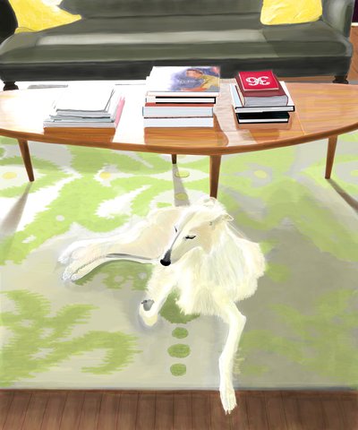Penny On Rug av Evan Sklar