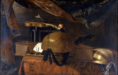 Musikkinstrumenter. Maleri av Evaristo Baschenis (1617 - 1677). av Evaristo Baschenis