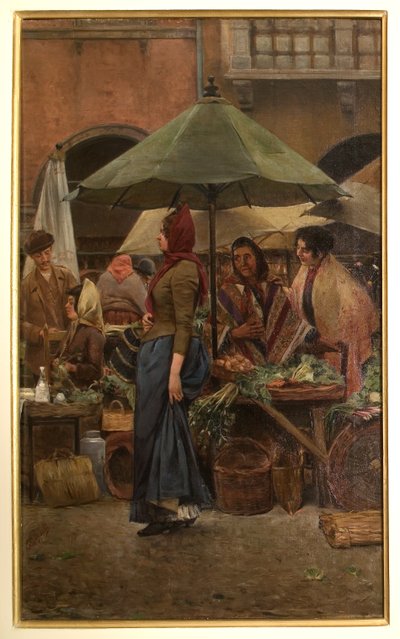 Piazza delle Erbe 1892 (olje på lerret) av Evaristo Cappelli