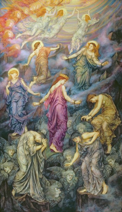 The Kingdom of Heaven lider av vold (olje på lerret) av Evelyn De Morgan