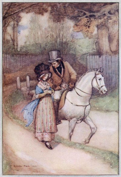 Illustrasjon for Cranford av fru Gaskell (litho-farge) av Evelyn Paul