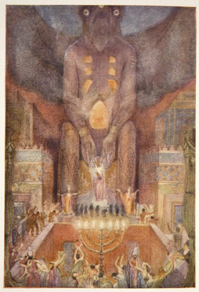 Sacrificing to Bel, frontispice fra "Myths and Legends of Babylonia and Assyria" av Lewis Spence av Evelyn Paul