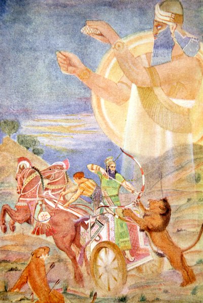 'Tiglath-Pileser I regissert av Ninib', 1916. av Evelyn Paul