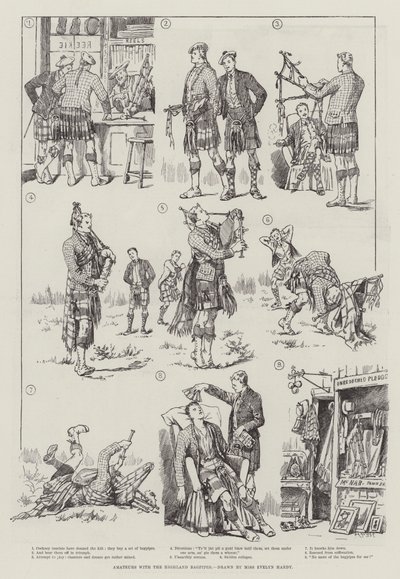 Amatører med Highland Bagpipes av Evelyn Stuart Hardy