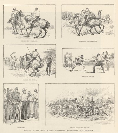 Skisser ved Royal Military Tournament, Agricultural Hall, Islington av Evelyn Stuart Hardy