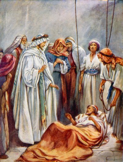 The Sick of Palsy (farge litho) av Evelyn Stuart Hardy