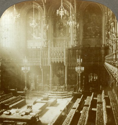 Interiør i House of Lords, Westminster, London. av Excelsior Stereoscopic Tours