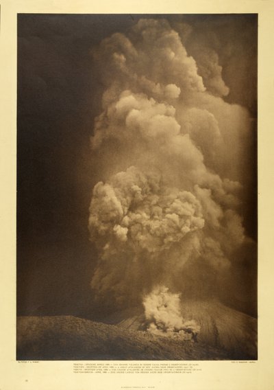 Vesuv - Et stort snøskred av varm aske nær observatoriet, 13. april 1906 (bw-bilde) av F.A. Perret
