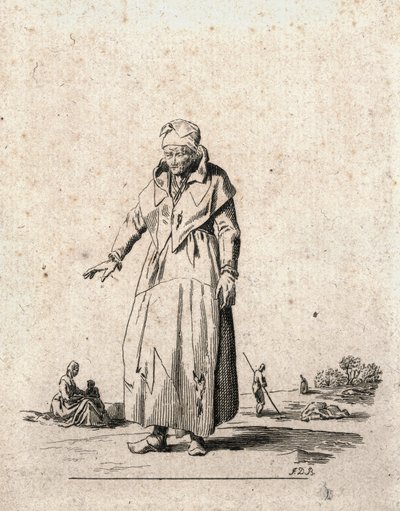 Bondekvinne (gravering) av F.D.B. Monogrammist