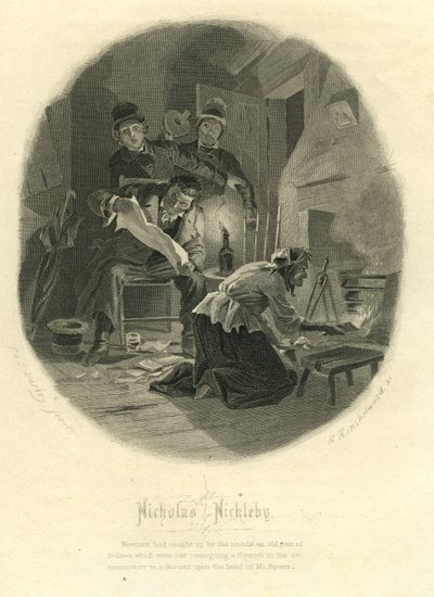 Nicholas Nickleby: Newman Noggs og Wackford Squeers, 1867 av F.O.C. and McRae, C. John Darley