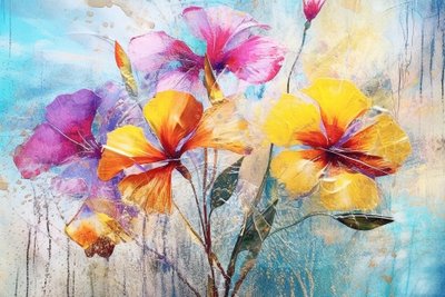 Vakre blomsterbakgrunn, AI-generert oljeblomstermaleri av F. Abderrahim