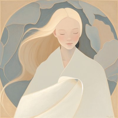 Blond jentemaleri, abstrakt oljemaleri, veggkunsttrykk på forespørsel av F. Abderrahim