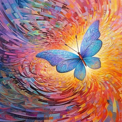 Sommerfugl abstrakt fargerikt maleri Generativ AI Metamorphosis plakat av F. Abderrahim