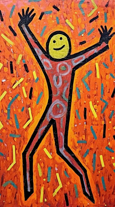 Naivt figurativt maleri, rominnredning, innrammede veggkunsttrykk av F. Abderrahim