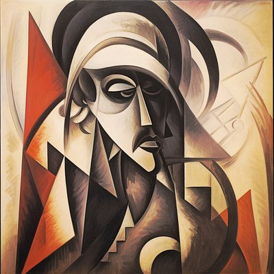 Portugal abstrakt design i figurative kubistiske ansikter, veggkunst | Lerretstrykk av F. Abderrahim